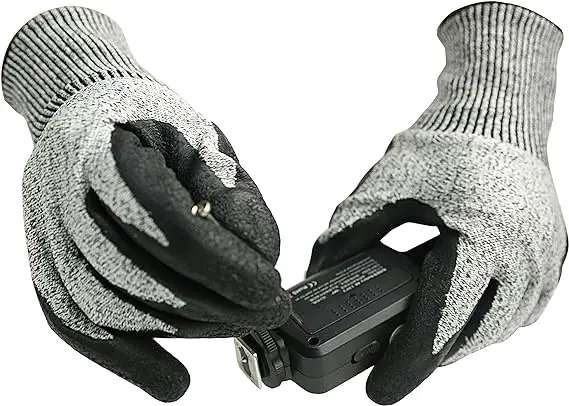 Anti Cut Proof Level 5 Hppe Coated Sandy Nitrile Anti Slip Safety Working Cut Resistant Gloves