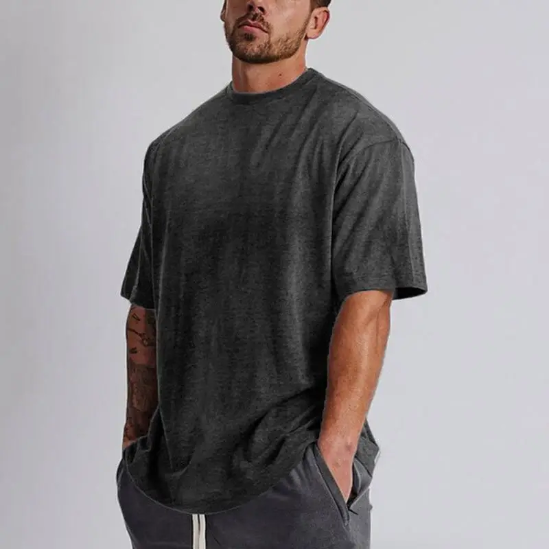 Wholesale custom men oversized blank heavyweight tshirt custom silk screen print embossed embroidered thick t shirt