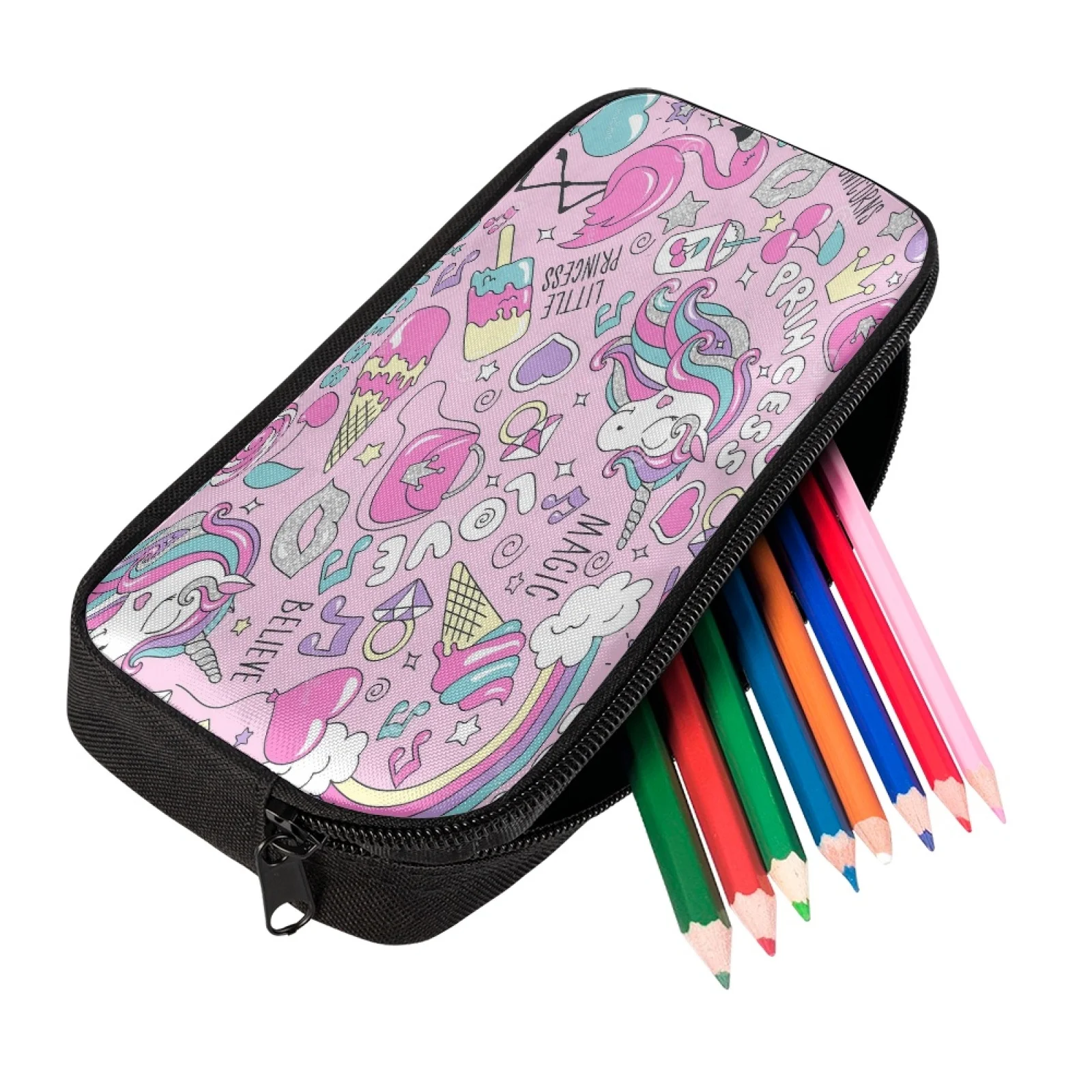 2023 Custom Logo Cartoon Cute School Pencil Bag 600d Polyester Fabric Color Pencil Case Custom Pen Case