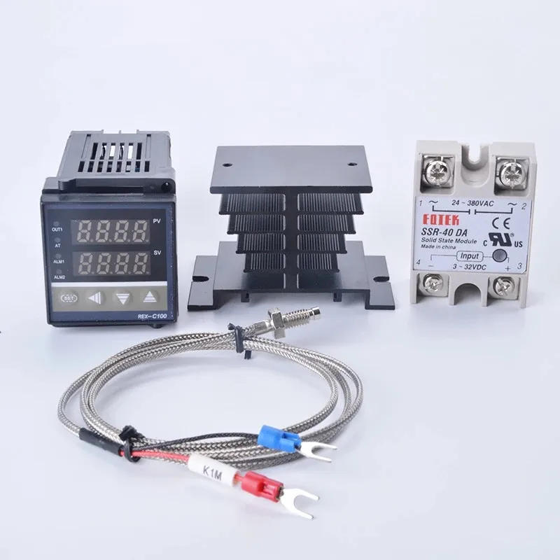 Digital PID Temperature Controller REX-C100 REX C100 thermostat + 40DA SSR Relay+ K Thermocouple 1m Probe RKC