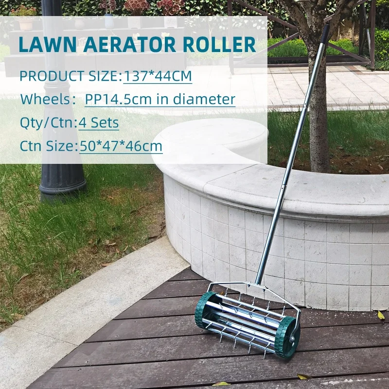 Outdoor Garden tools Lawn  Rolling  Scarifier  Push  Lawn Aerator Factory direct sale