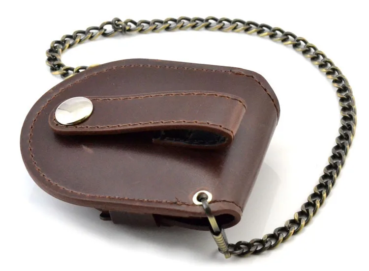 High quality beautiful Brown small leather pouch holder storage wristwatch pocket watch box