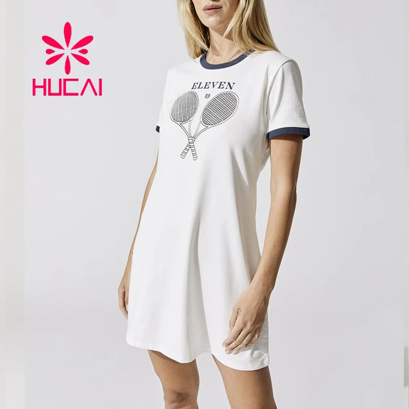 Wholesale high quality  Fitness tennis clothing Custom Fashion Workou girls white t Gym Tennis Dress with Inner Shorts