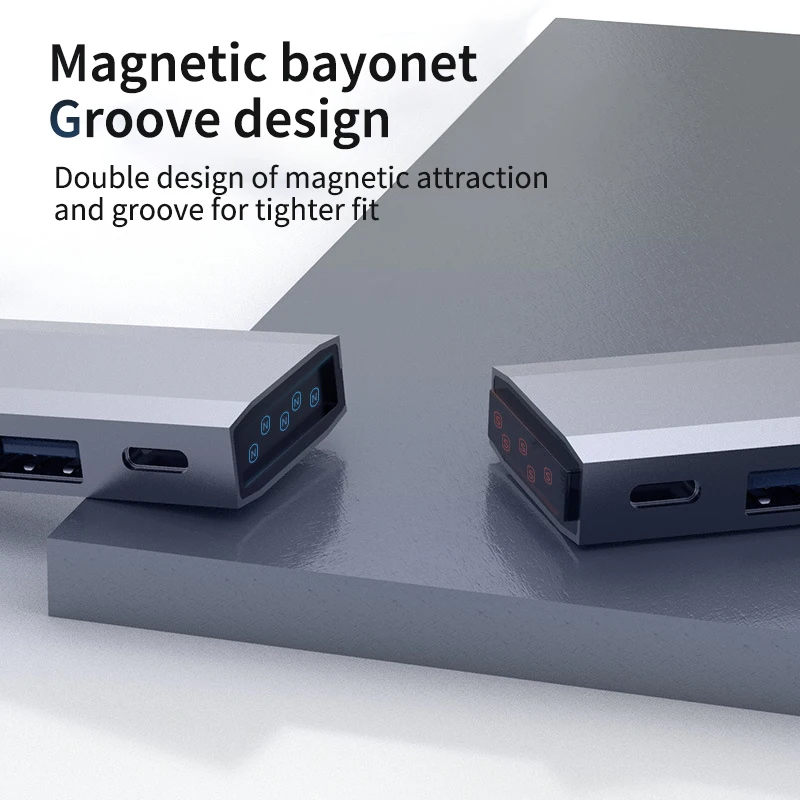 Ethernet adapter 100W magnetic baynoet groove design 9 in 1 USB c hub splicing docking station for