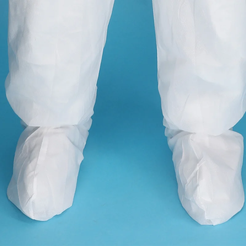 Free Samples Disposable Hooded Work Clothing Suits Foot Cover Full Cover White SMS Non woven Coverall