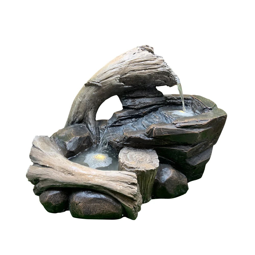 Новое Многоярусное журнала и каменные напольные сад фонтан со светодиодной подсветкой