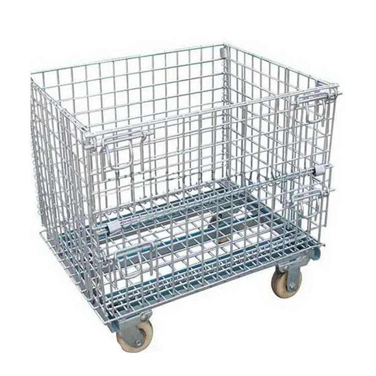 Warehouse Collapsible Storage Cargo Rigid Metal Box Wire Container