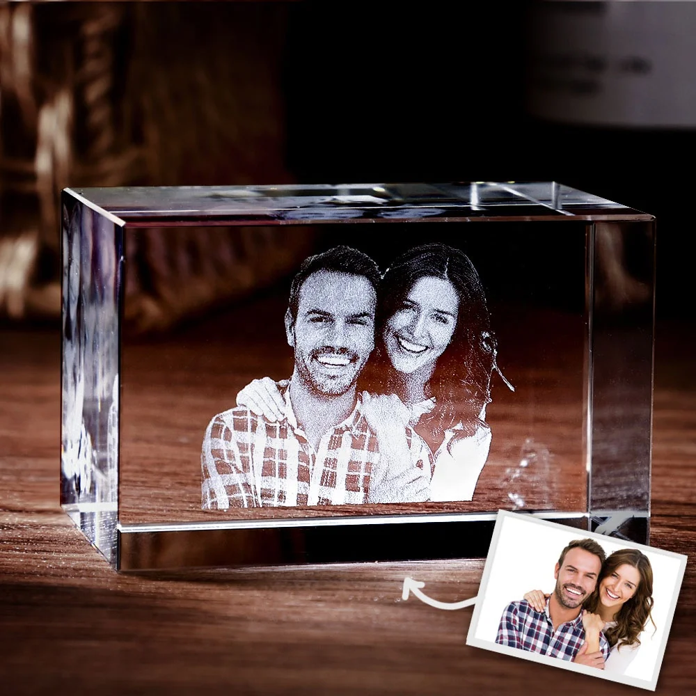 Wedding Souvenirs 3d Laser Engraving Glass Block Engraving Printing Glass 3d Photo Crystal
