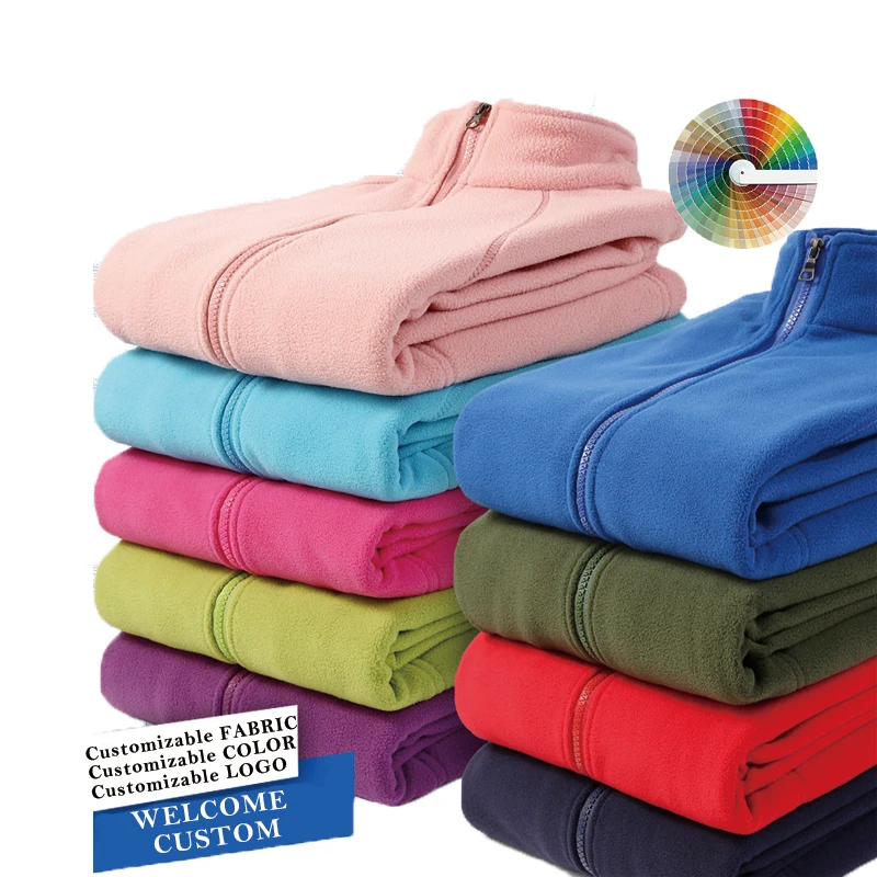 Custom Logo Eco-friendly High Quality Winter Man And Woman Long Sleeve Winter Micro Polar Fleece Jacket