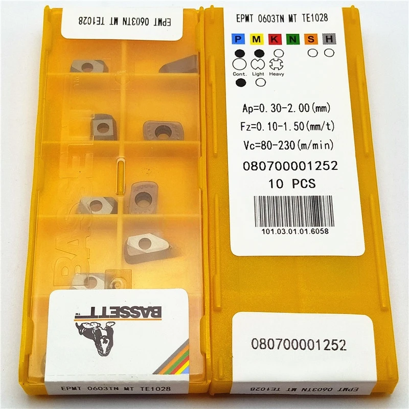 EPMT EPMT0603TN-MT TE1028 BASSETT Cnc Cutting Inserts Machine Original Cut Carbide Turning Tools for Lathe