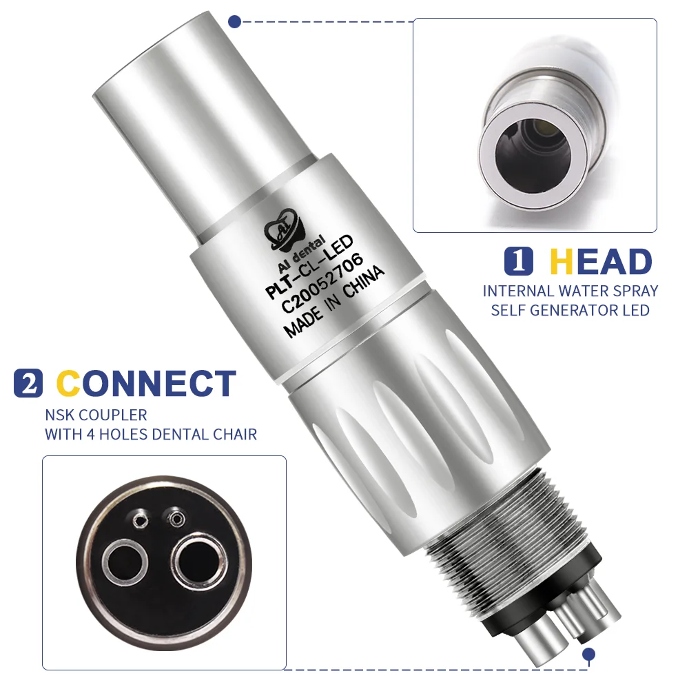 Dental High Speed Handpiece Quick Coupler 4 Hole Couplings LED Self-generator Air Turbine Dental Consumables