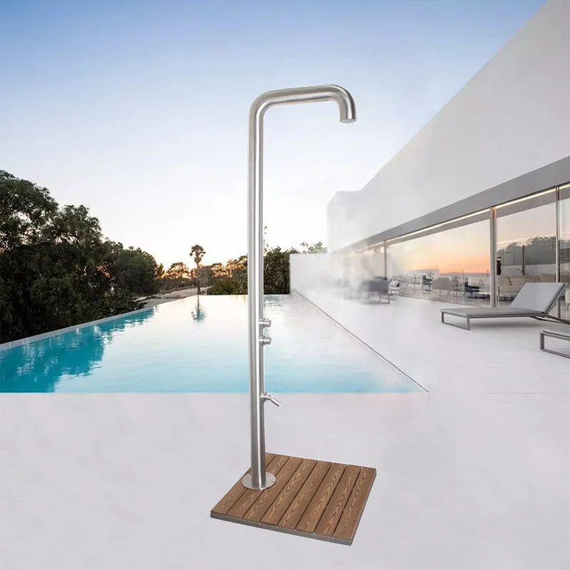 Stainless Steel Outdoor Pool Shower Standing Brushed Shower Column Shower Faucet