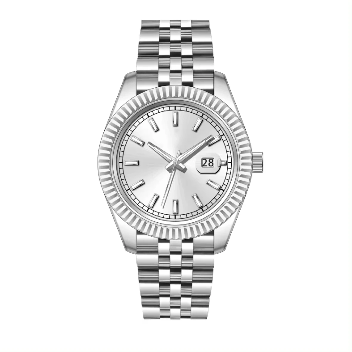 Luxury 3 ATM Waterproof Japanese Movement Stainless Steel Quartz Wrist Watch With Date Display