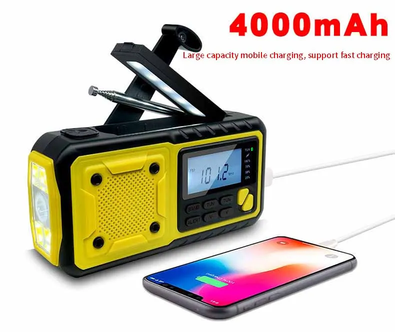 Popular Design Multifunctional Outdoor Portable Solar Radio Large Capacity Battery AM FM Radio