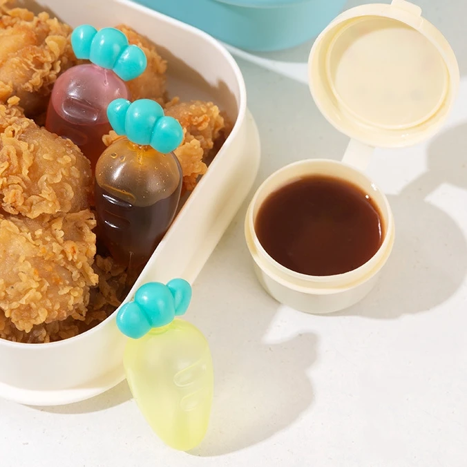 3PCS/SET Square Portable Children Dressing Ketchup Bottle Container Plastic Bento Mini Salad Sauce Bottle