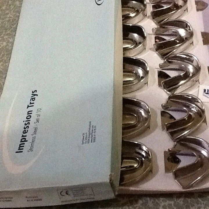 2024 BEST SELLING DENTAL STAINLESS STEEL NON PERFORATED IMPRESSION TRAYS SET OF 10