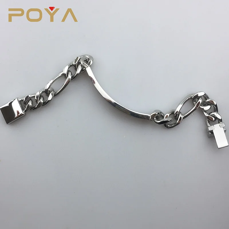 
 Лидер продаж, мужской гравированный тяжелый браслет на цепочке Фигаро с черным покрытием из нержавеющей стали  