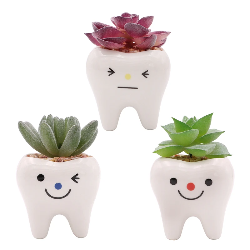 Fashion Garden Decor Succulent Planter Home And 2021 Guangdong Flower Pots Planters Potted Faux Plants Cute Tooth Shape Pot