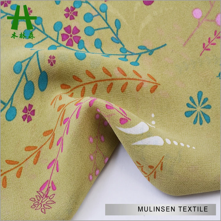 Mulinsen Textile Cheap Woven Printed Twisting 100% Polyester Fabric Chiffon