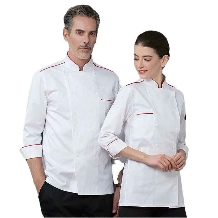
Factory direct hotel restaurant kitchen bakes cake overalls unisex chef design uniform jacket 