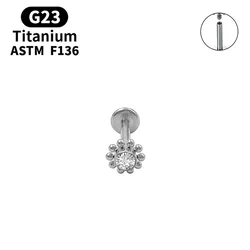 ASTM F136 internally threaded piercing titanium G23 Lip Cartilage Helix Conch  Stud Earring body Jewelry