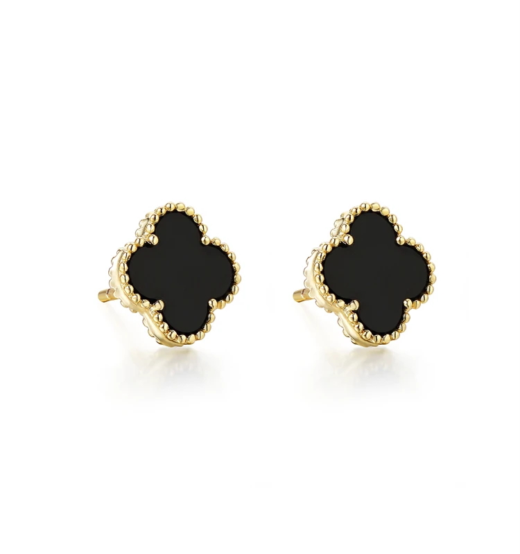 Fashion Gift Lucky Four Leaf Clover 925 Sterling Silver Jewelry Set Classic style Freshwater Mother of Pearl Stud Earrings