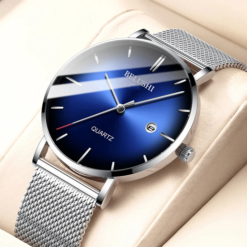 OEM ODM Men Watches Luxury Brand Quartz Genuine Leather Strap Minimalist Ultrathin Wrist Watches Waterproof High Quality