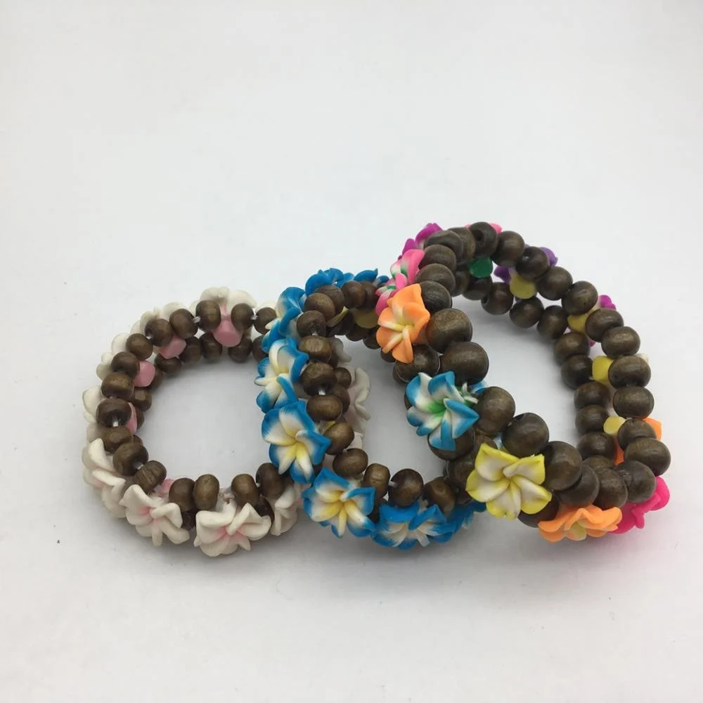 Thai Style Plastic Bead Bracelet Bangles with Flowers