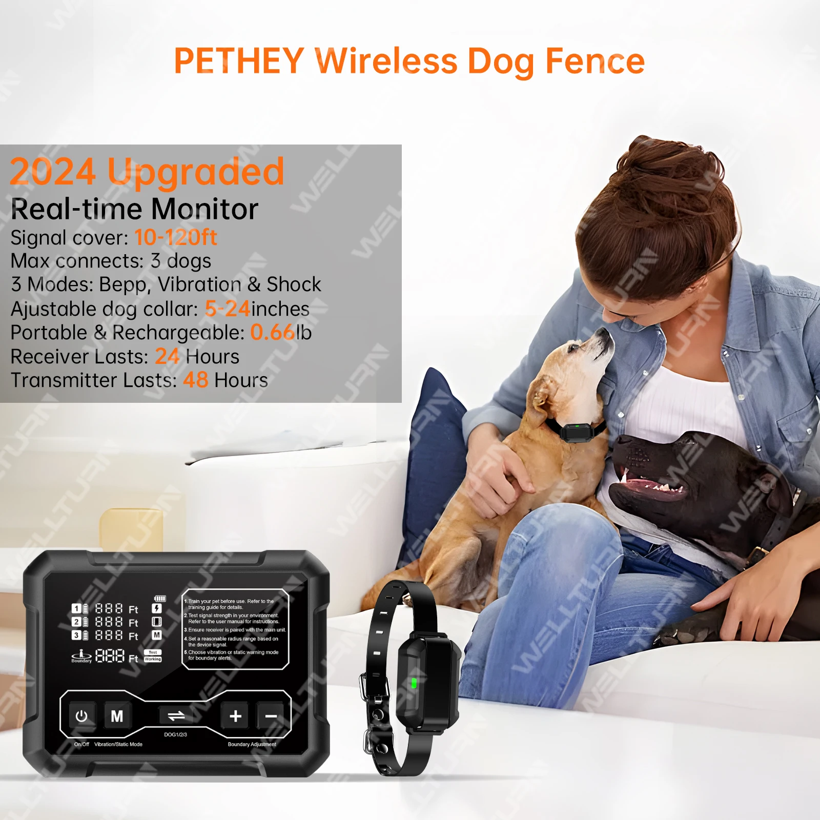 Wireless Fence Training Collar Wireless Dog Fence Portable Pets Safe Containment System for Outdoor,Yard,Indoor,Camping