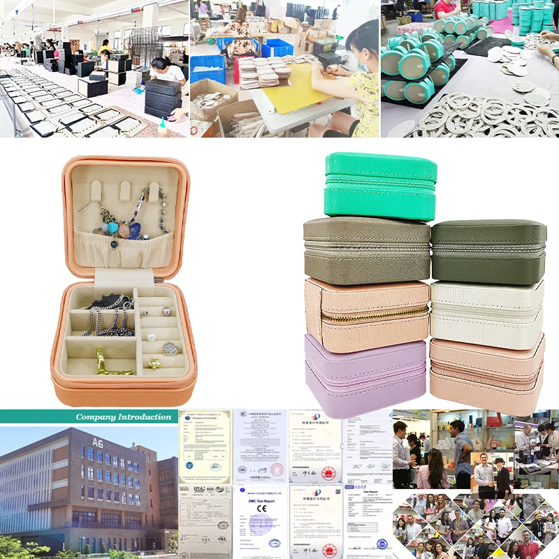 L 2022 Women New design Small silk inside trinket Organizer Jewellery Pink mirror Zippers PU Leather Jewelry Boxes