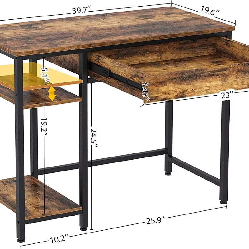 Custom cheap office computer table adjustable home simple wooden large desktop high computer desk organizer with shelf