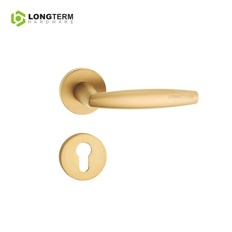 Factory Zinc Alloy Golden Black Interior Door Handles Lever Lock Modern Luxury Handle Door Lock Set for Wooden Doors