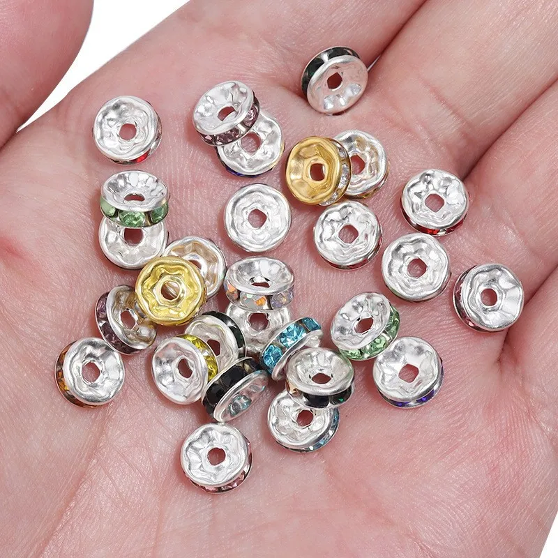 Wholesale 6/8/10mm Color Rhinestone Rondelles Beads Loose Spacer Crystal Beads for Jewelry Making DIY Handcrafts Accessories