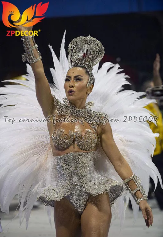 TOP Supplier ZPDECOR Factory Wholesale 70-75 cm White Silver Pheasant Tail Feather for Carnival Costumes