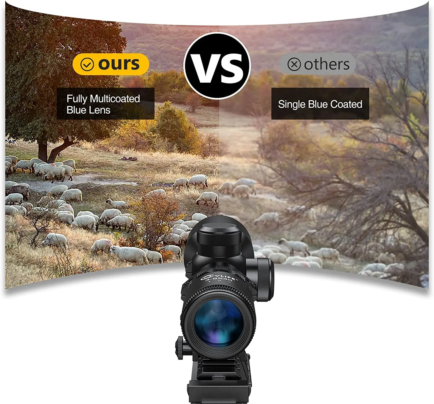 CVLIFE 3-9x40 Reticle Scope with R4 Crosshair Free Mounts for Tactical Use
