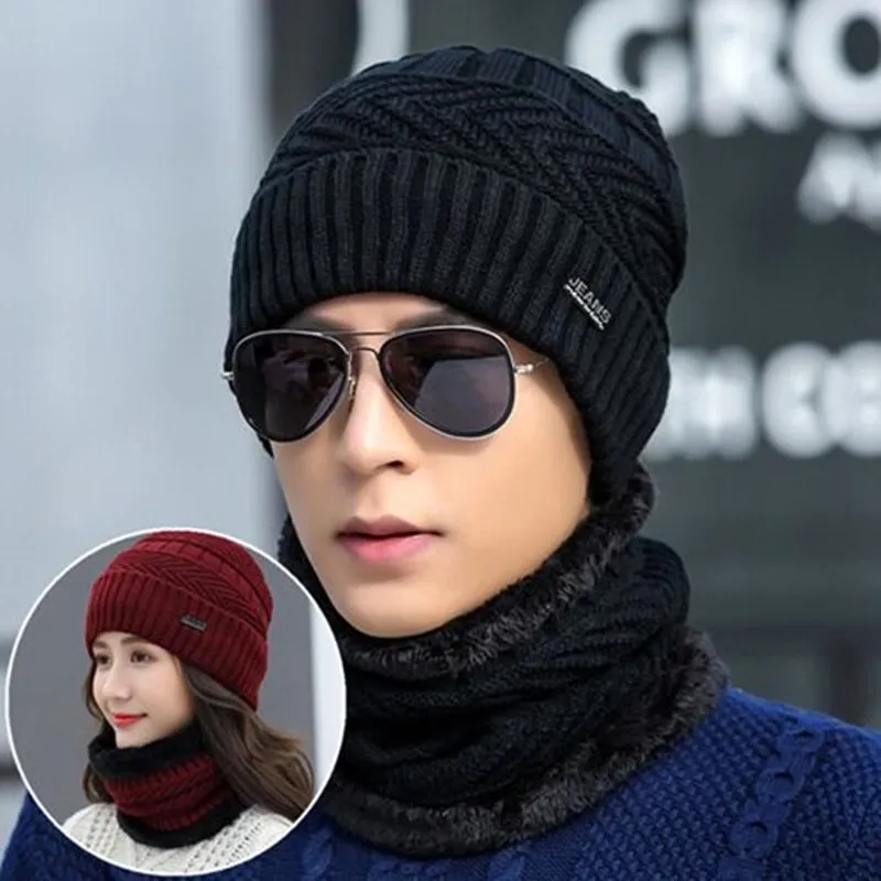 Hot Sale Plus velvet hat ear protection knitted hat Korean version cycling wind cold wool scarf warm cap