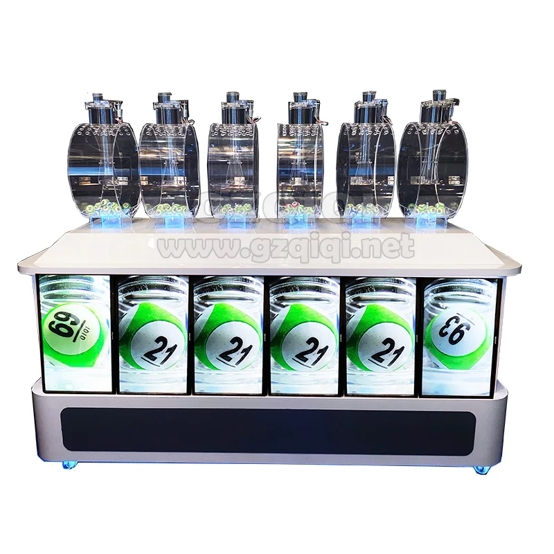 Standard 6D multi-cylinder lottery ball machine with TV to show lotto balls