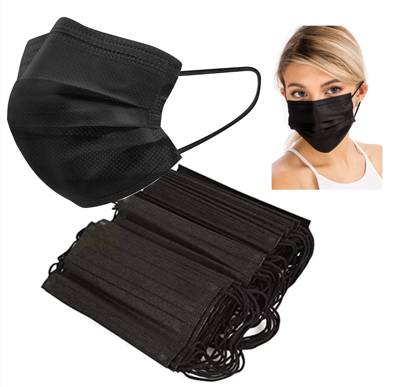  Facemask iir Interior 3 Layer Medical Masks Individual Packing Iir Mascarilla Black Disposable Face