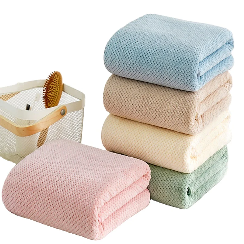 Popular new pineapple grid bath towel high-density coral velvet polyester nylon thickened beach towel absorbent adult bath towel