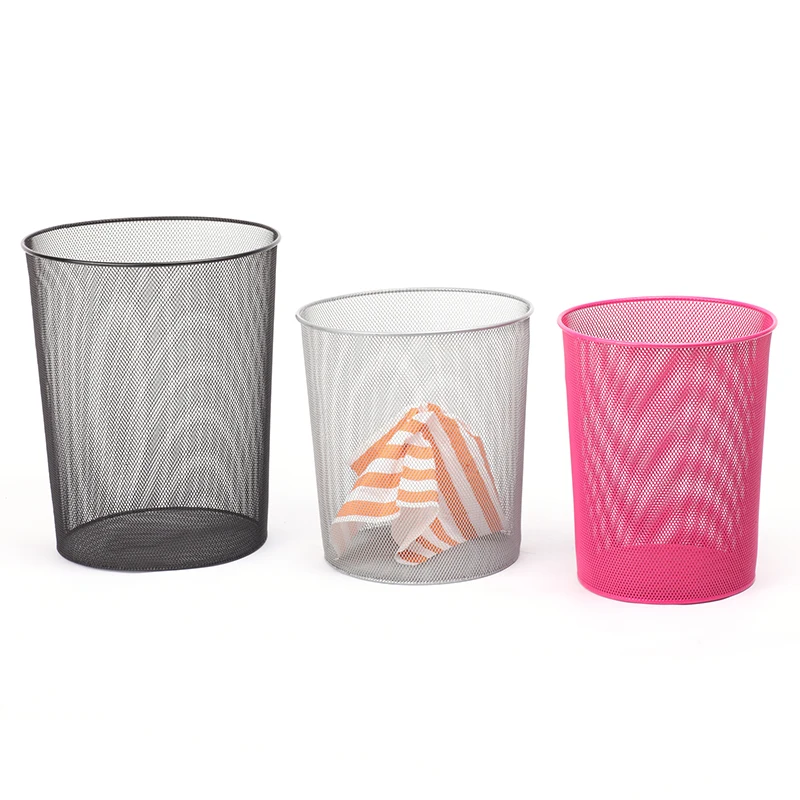 Wire mesh waste basket office can trash liner