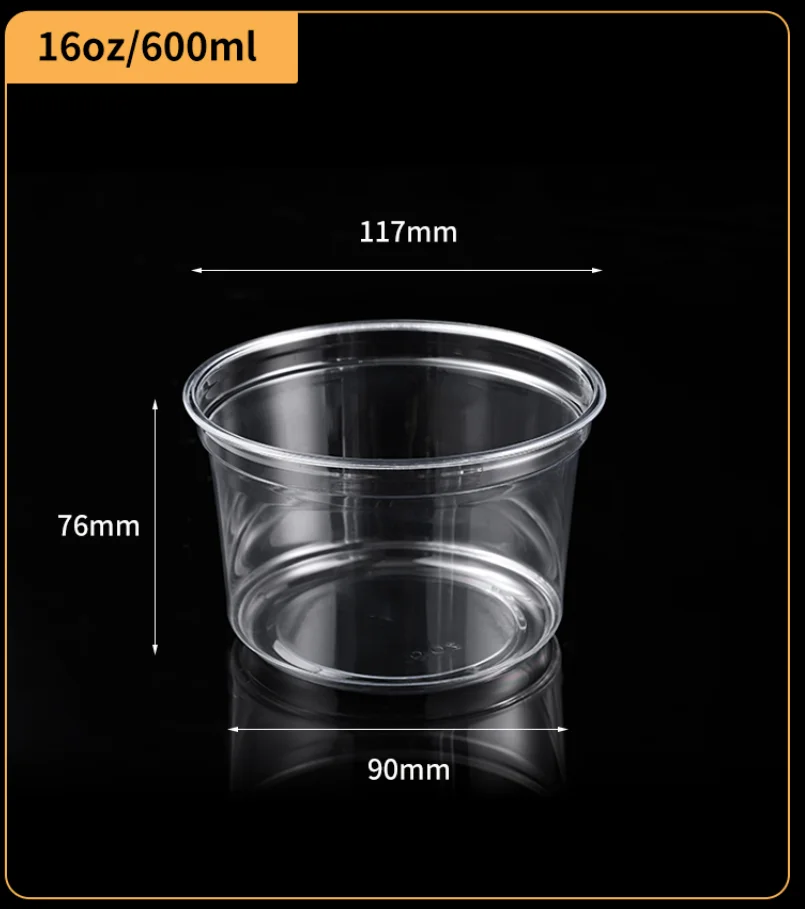 Classic Design 8oz & 16oz round Clear PET Food Storage Containers with Lids Freezer Deli Cups Storage Container