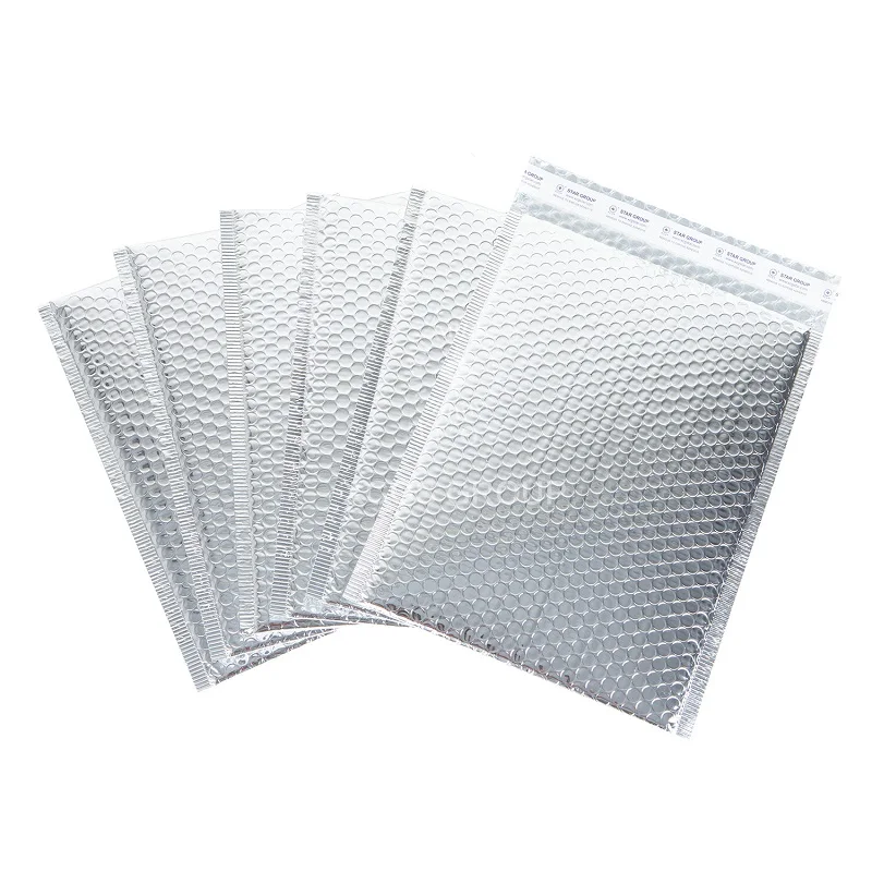 AsterPack US Standard #2 8.5x12 Ice Silver Thermal Insulated Envelopes Foil Padded Metallic Bubble Mailers for Cold Food Mailing