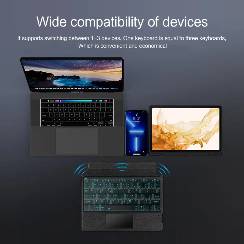 Smart Magic keyboard Cover Case For Samsung Galaxy Tab S8 S7 11 inch Tablet With Backlight Blue tooth TouchPad Keyboard Cover