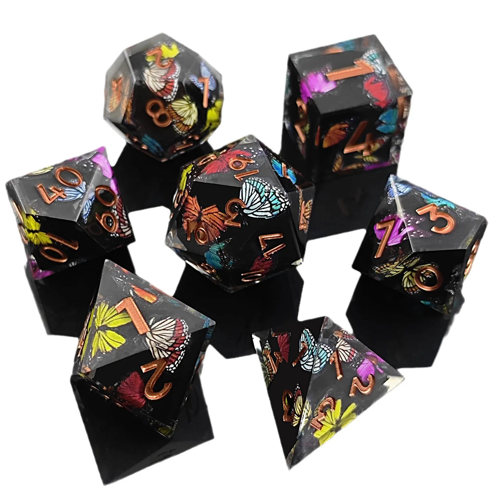 Handmade 16mm DIY Polyhedral RPG DND Set New Style Gold Flash Resin Dice Core Square Edge Metal Board Game Players Custom