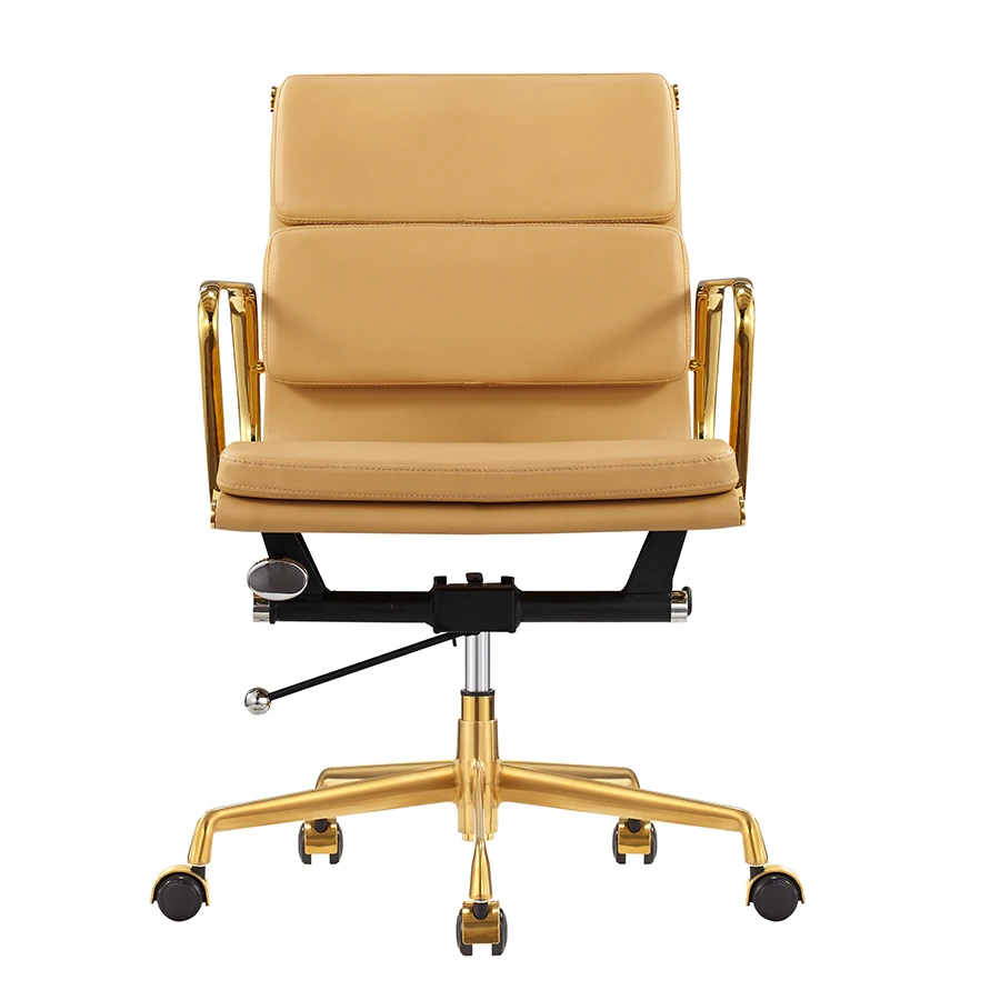 White Leather 5-star Base Low Back Soft Pad Office Swivel Chair