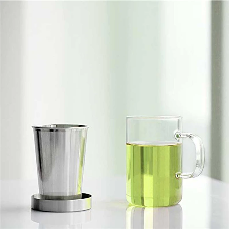 Luxury 400ml Borosilicate Glass Tea Cup Infuser Filter Stainless Steel Lid Heat Resistant Use Hand Coffee 500ml 350ml Options