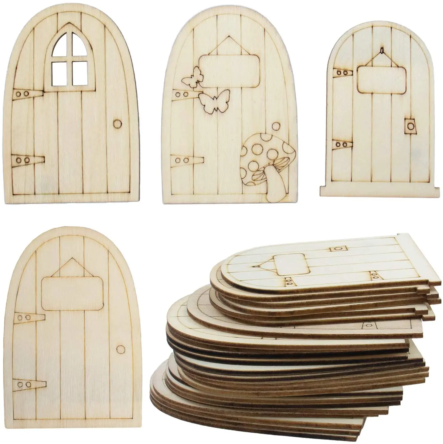Unpainted fairy Mini Wooden Miniature Garden Door DIY Craft Wood fairy door