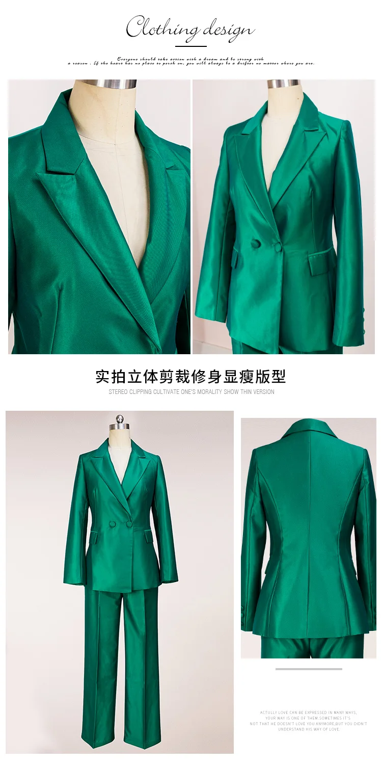 Изготовление по индивидуальному заказу, новый дизайн зеленый бизнес открытие v-образным вырезом Формальное Женский костюм