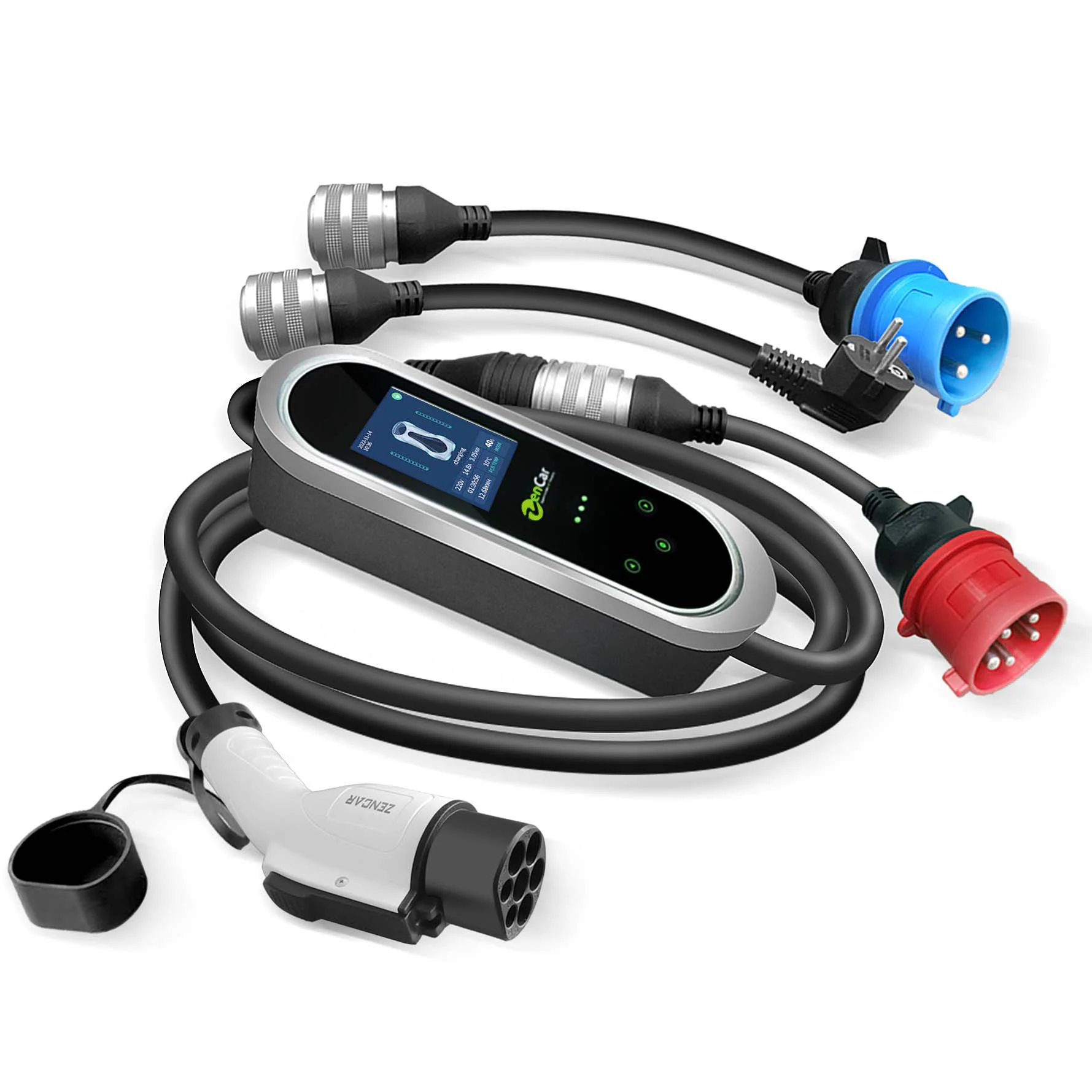 32A APP car charger 22KW Zencar E-Pro GBT charger with 5 adapters CEE 32A 16A Euro Type 2 plug