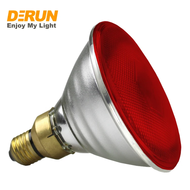 Hot Selling 220V 240V 75W 100W 150W Infrared Halogen Lamp PAR38 Clear Red Yellow Halogen Heating Bulbs with E26 E27  , HAL-PAR38